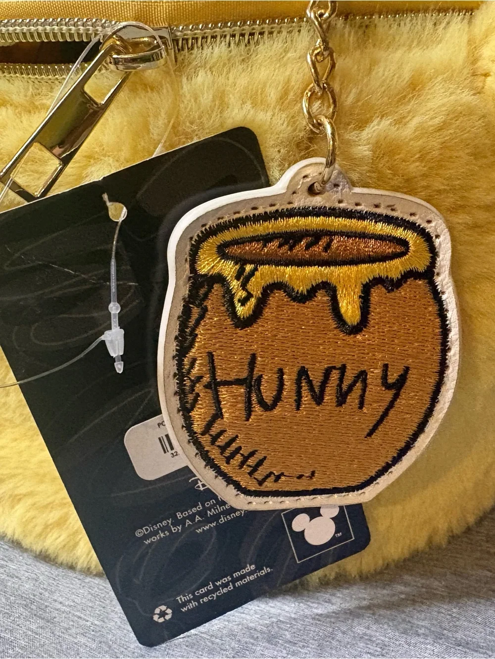 Disney Yellow Plush 'Hunny' Pot Charm Makeup Bag